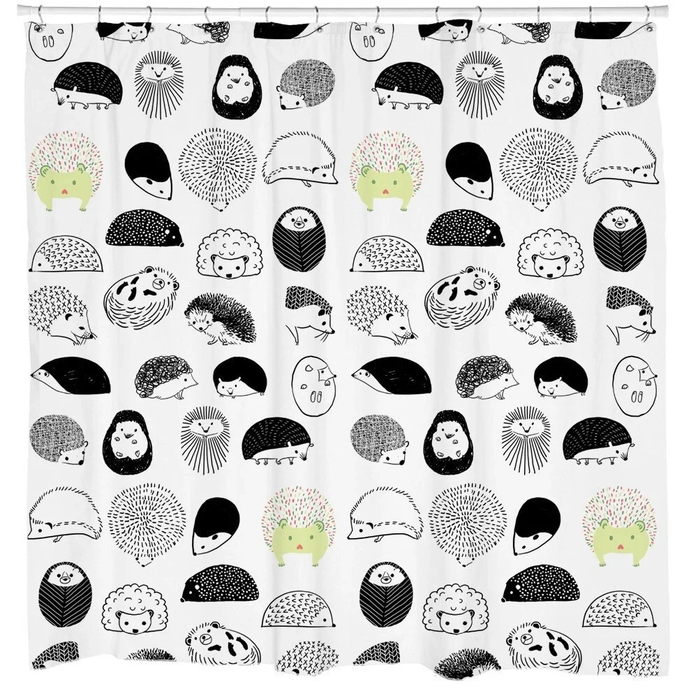 Hedgehogs Shower Curtain Sharp Shirter Polyester Includes Plastic Rings NIP
